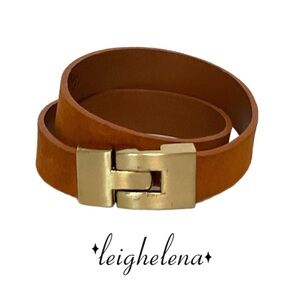 Bracelet - Leighelena Double Jigsaw - Burnt Orange Suede Leather